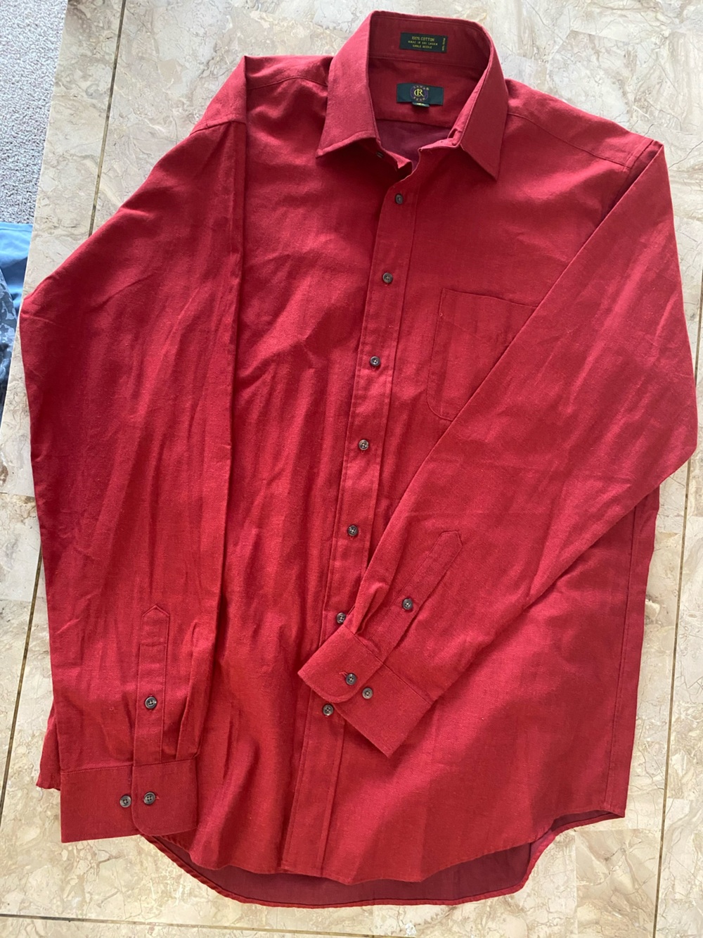 Club Room Men's Red Long Sleeve Button-Down Shirt